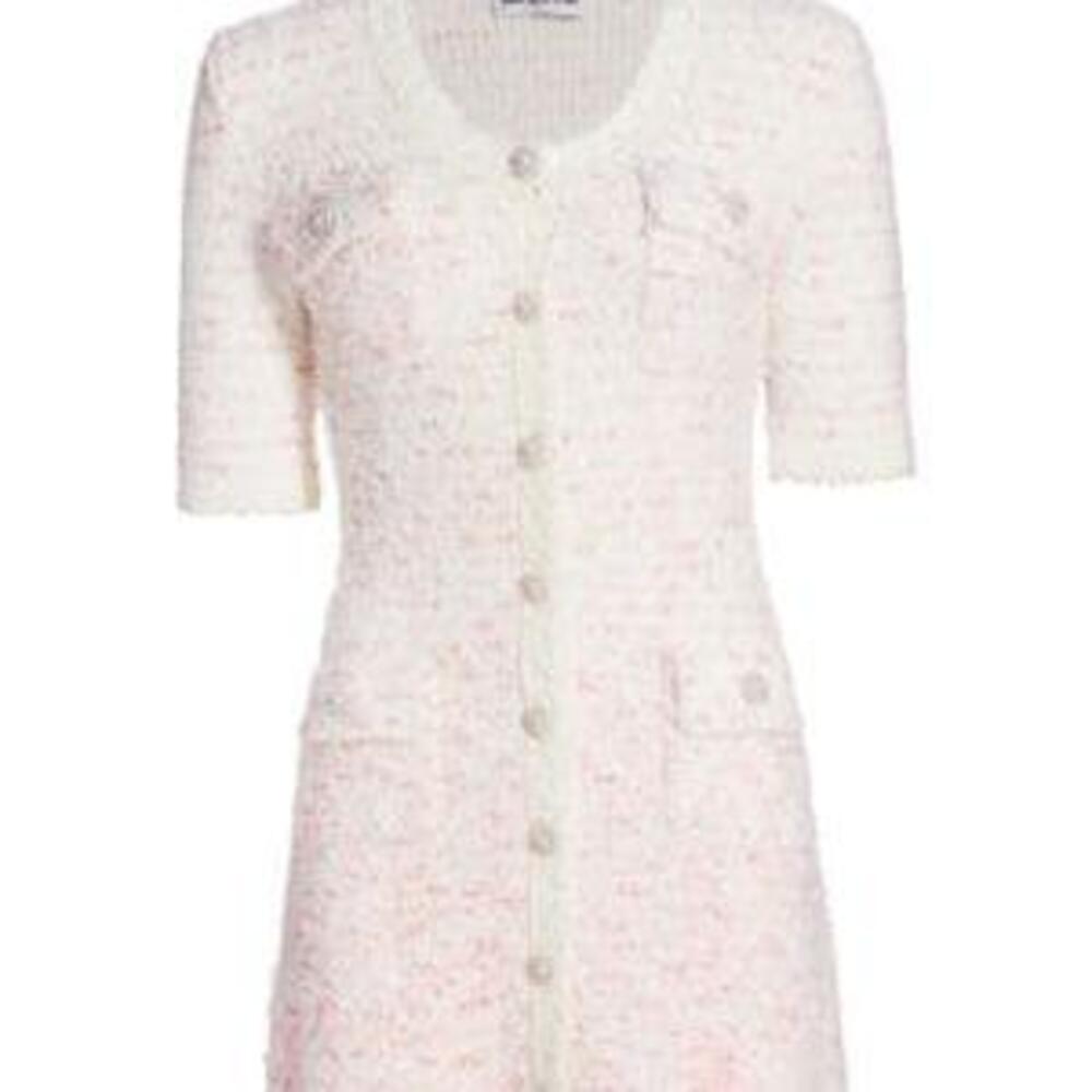 Self-Portrait Boucle Knit Minidress in White